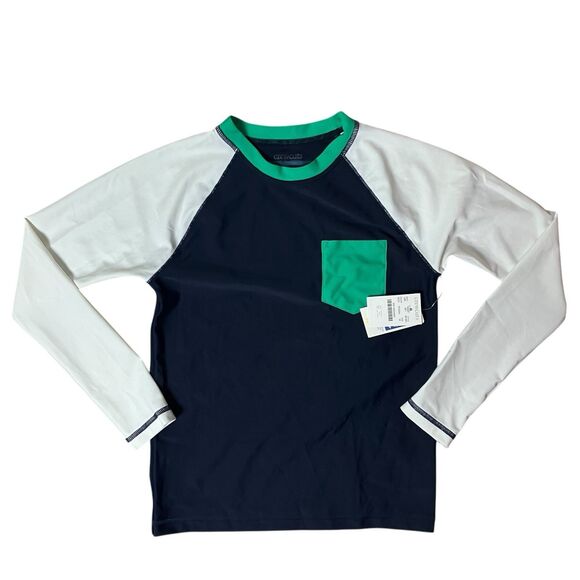 Crewcuts Rash Guard Boys M Blue Colorblock UPF 50+ Swim Shirt Top Beach - Picture 3 of 13